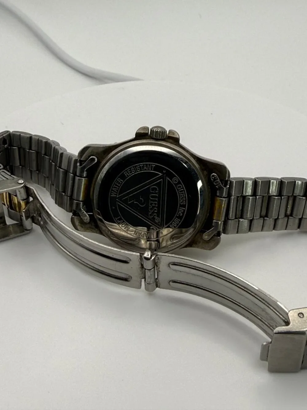 Vintage 1990's Guess Waterproof Two Tone Gold and Silver Womens watch 6in band